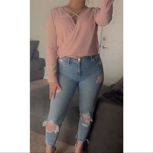 Dressy low cut top with cross strings